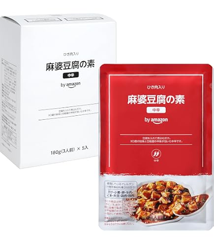 Amazon.co.jp: by Amazon 麻婆豆腐の素 辛口 180g(3人前) x 5袋 ひき肉
